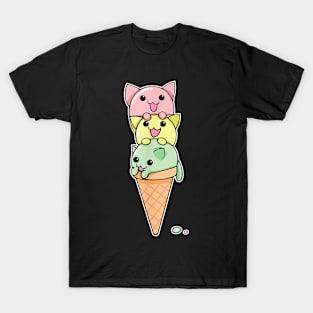 Cat Ice Cream Cone  Funny Kawaii Kitten T-Shirt